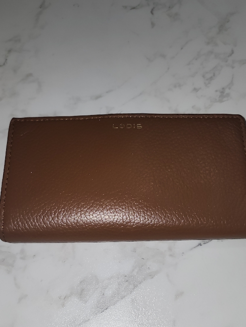 Lodis Cognac Pebbled Leather Wallet